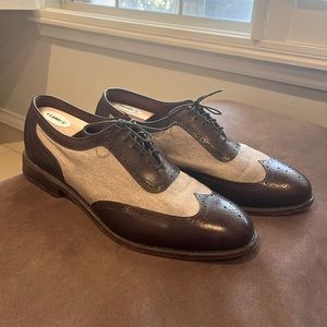 Allen Edmonds Strawfut Brown Leather and Cream Canvas Men’s Wedding Shoes Size11